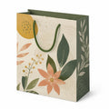 Borsa regalo 32 x 12 x 26 cm in carta verde bianco giallo e rosa con manici in corda - motivo botanico