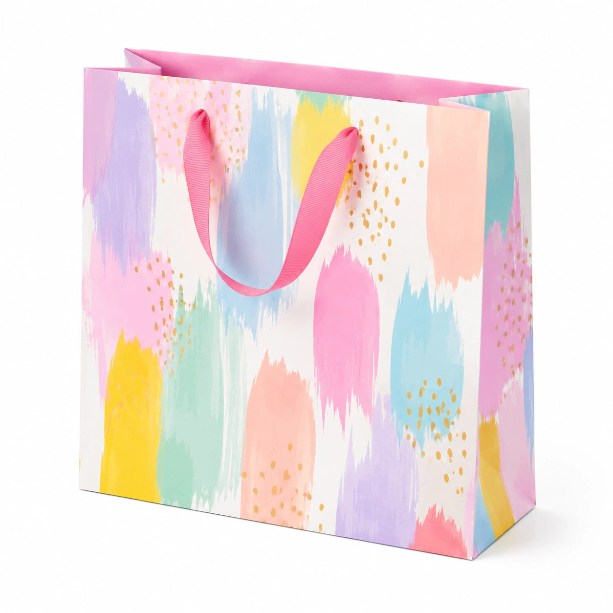Borsa regalo 32 x 12 x 26 cm in carta multicolore con manici a nastro stile astratto