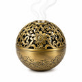 Bruciatore di incenso Ø12 cm in metallo dorato traforato stile orientale