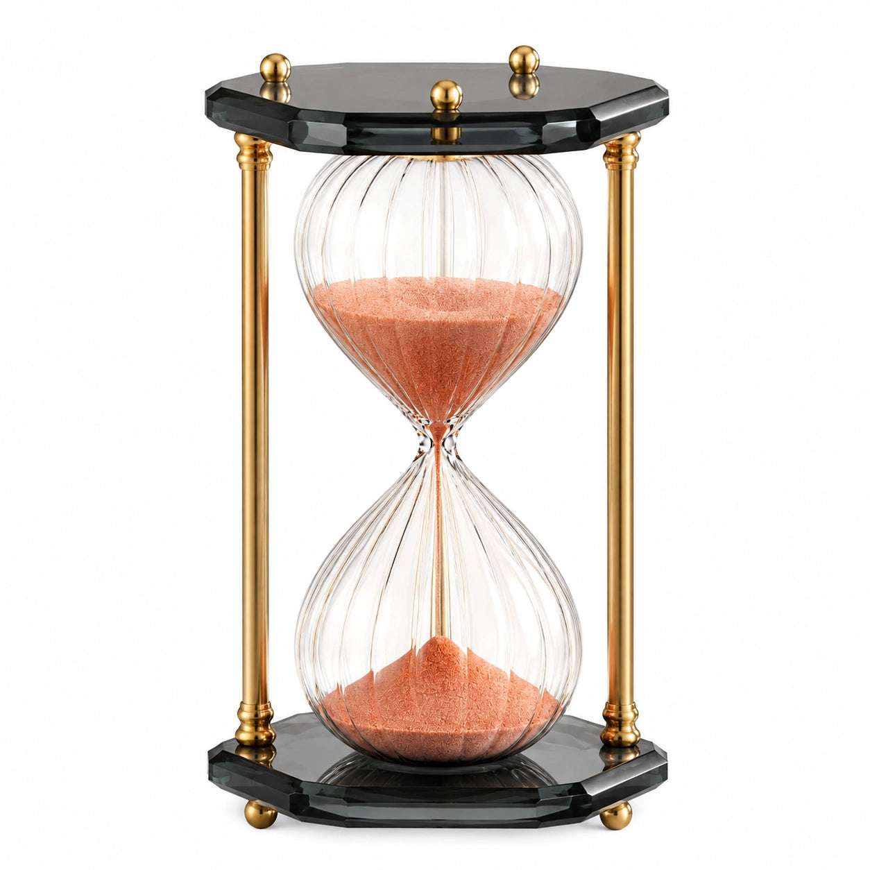 Clessidra da tavolo 15 x 15 x 24 cm in vetro trasparente nero e oro - timer decorativo reversibile