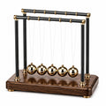 Pendolo di Newton 32 cm in metallo nero oro e legno decorativo da scrivania