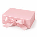 Scatola regalo 25 x 20 x 8 cm in cartoncino rosa con nastro in raso - confezione rettangolare con coperchio