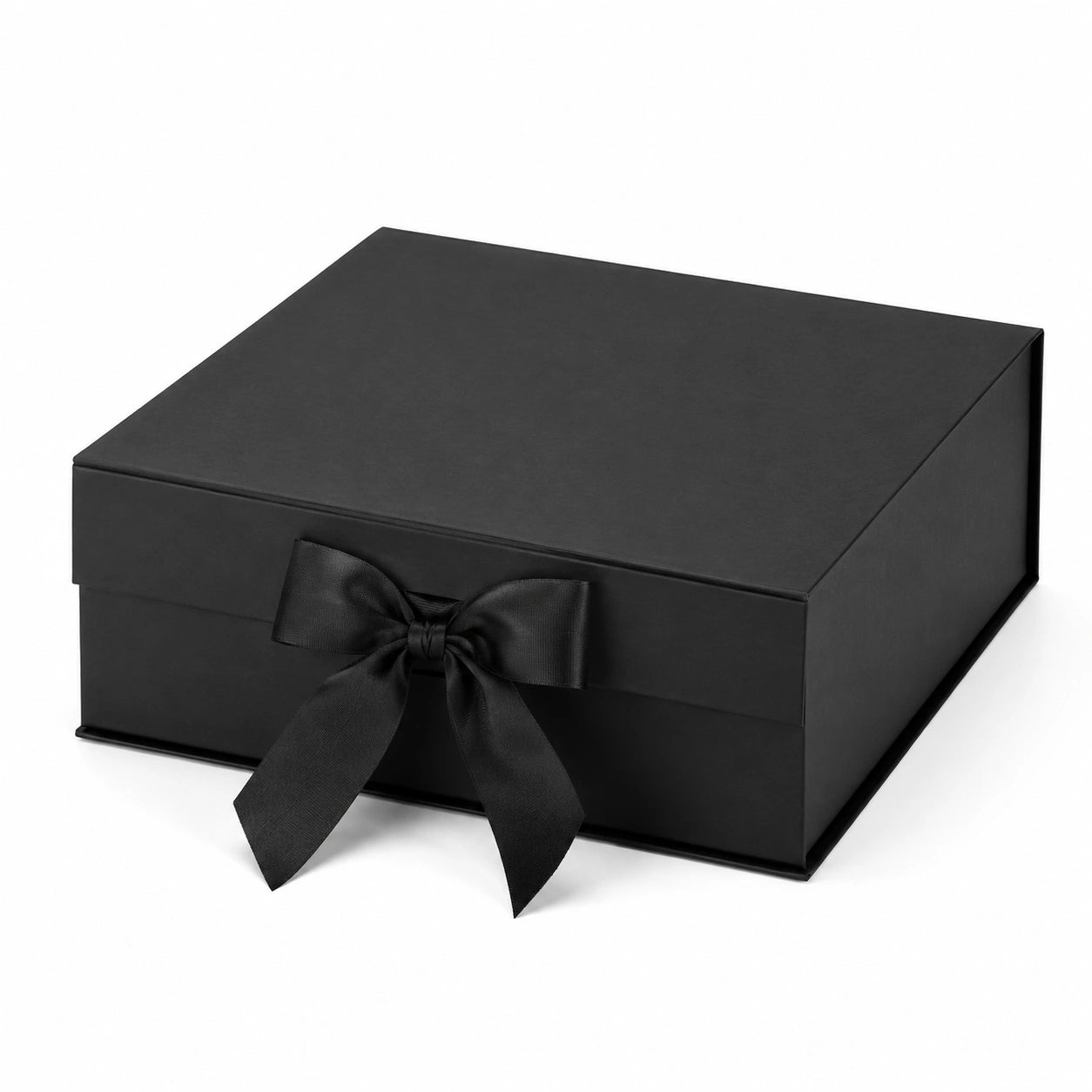 Scatola regalo 30 x 25 x 12 cm in cartone nero con nastro decorativo stile elegante