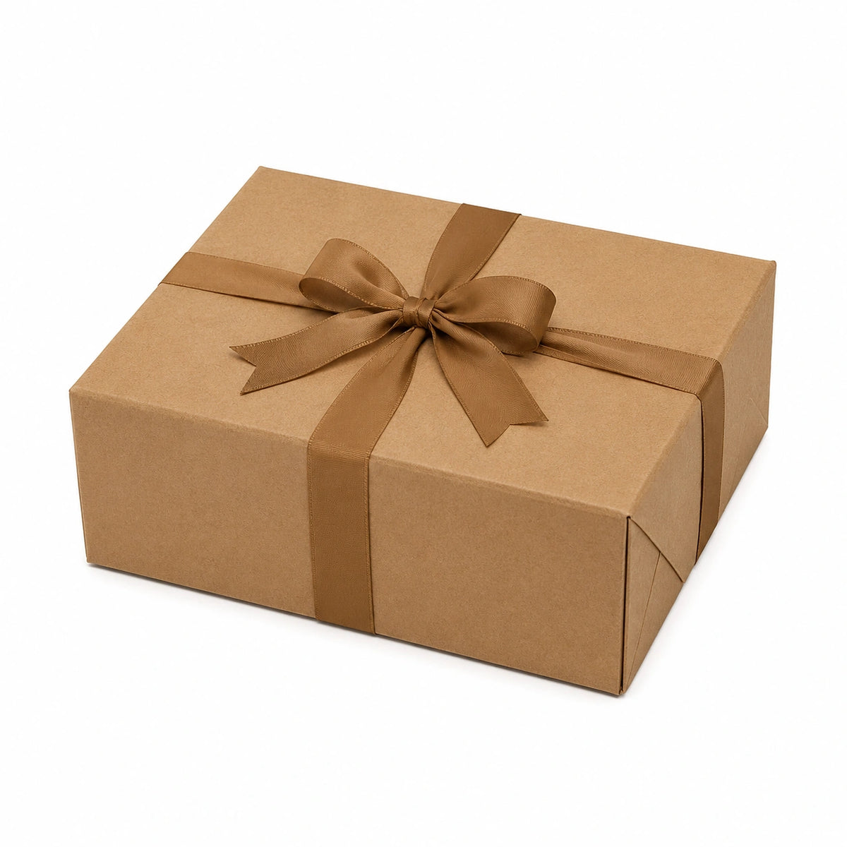 Scatola regalo 25 x 18 x 8 cm in cartone kraft marrone con nastro decorativo