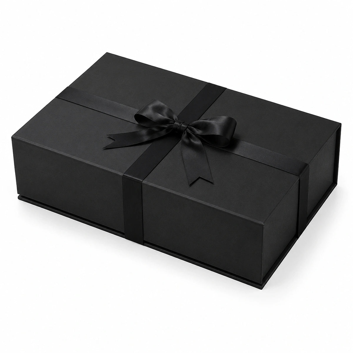 Scatola regalo 30 x 20 x 10 cm in cartone nero con nastro decorativo