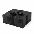 Scatola regalo 30 x 22 x 12 cm in cartone nero con nastro in raso stile elegante