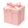 Scatola regalo 30 x 30 x 30 cm in cartone rosa con nastro in raso - confezione decorativa