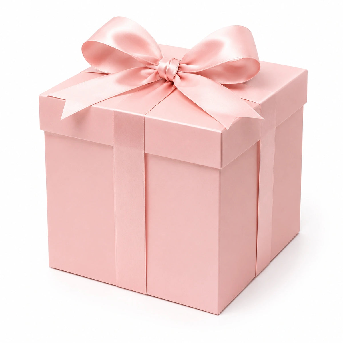 Scatola regalo 30 x 30 x 30 cm in cartone rosa con nastro in raso - confezione decorativa