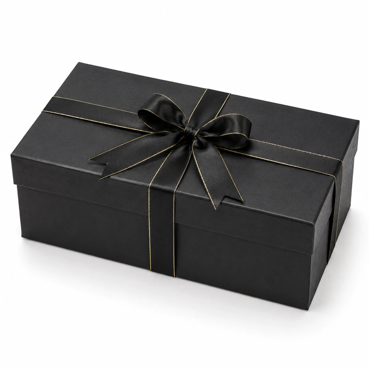 Scatola regalo 30 x 20 x 10 cm in cartone nero con nastro decorativo elegante