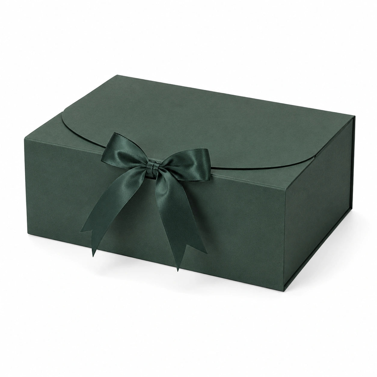 Scatola regalo 30 x 22 x 10 cm in cartone verde scuro con fiocco decorativo