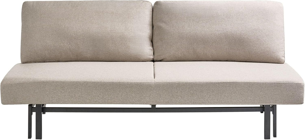 Sofa rozkładana, Beliani, 201x76 cm, Beżowy, funkcja spania, miejsce do przechowywania