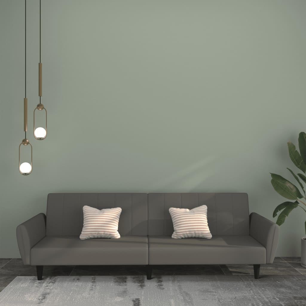 Sofa, KKgypkn, 220 x 84,5 x 69 cm, 2 W, Szary/Czarny, aksamit, 2-osobowa, funkcja spania, 2 w 1