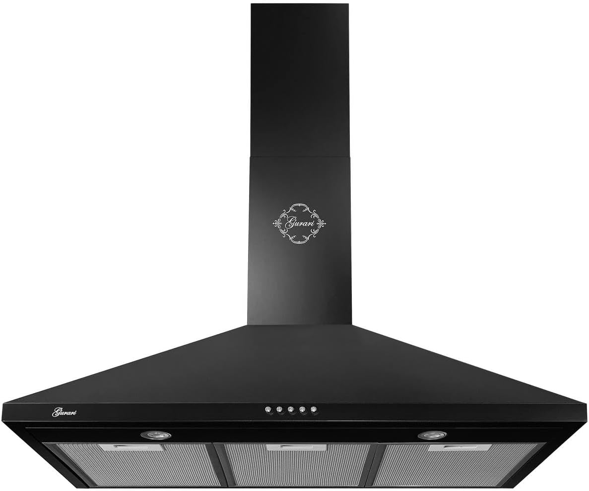 Gurari, Okap kuchenny, 90 cm, 56 kW, Czarny / Srebrny, oświetlenie LED