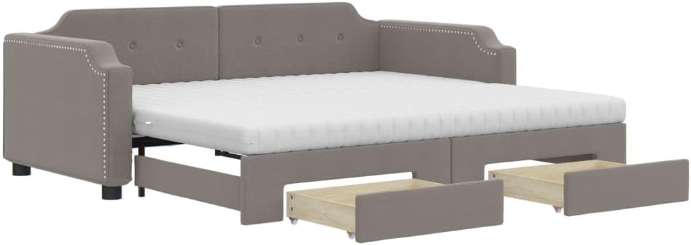 pokgdf, Sofa, 2 W, 223 x 90 x 66,5 cm, Szary/Biały, lite drewno, funkcja spania, miejsce do przechowywania, 2 w 1