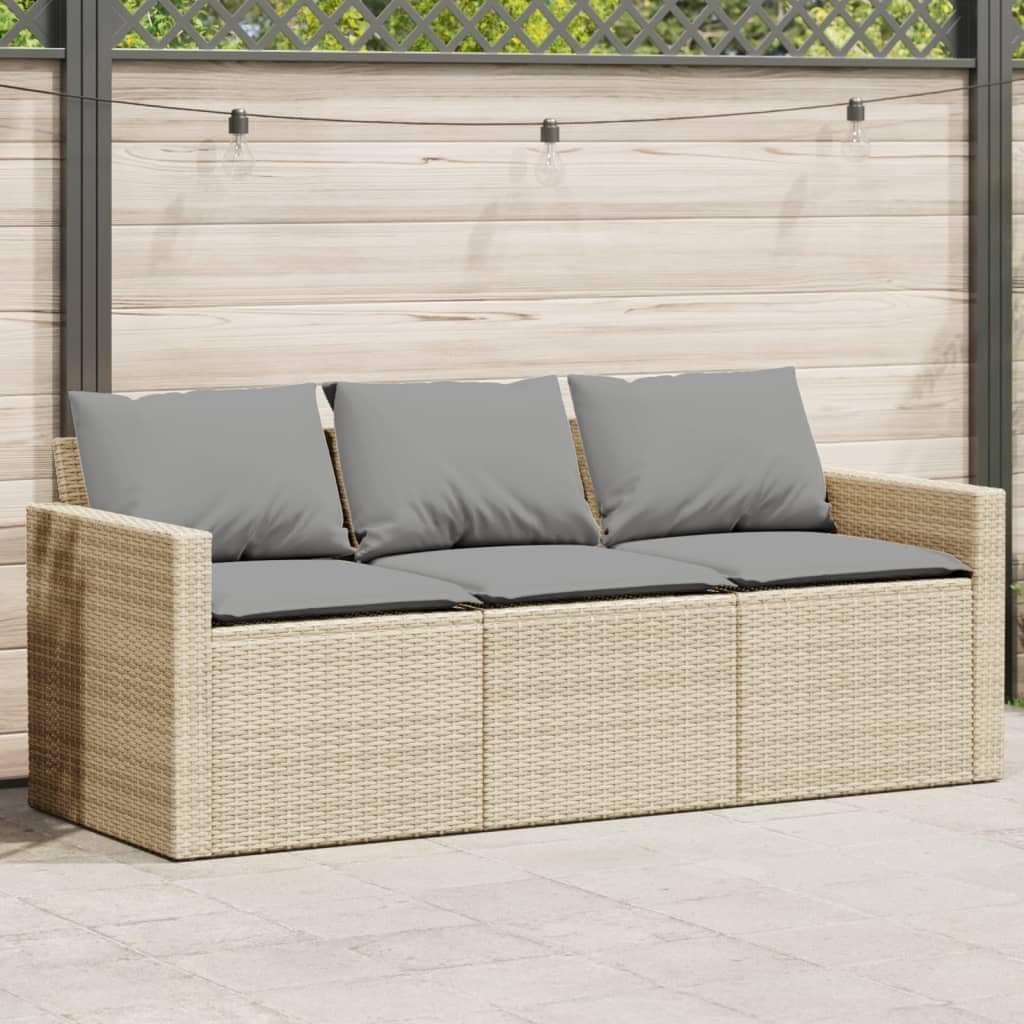 Sofa, PHGTYUK, Beżowy, polirattan, 3-osobowa