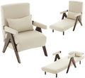 Fotel, HAINEW, 3 W, 64 x 68,5 x 93 cm, Beżowy/Biały, lite drewno, regulowane oparcie, składana konstrukcja, 3 w 1