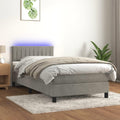 Łóżko kontynentalne, Tonture, 90 x 190 cm, 5 V, Szary, lite drewno, regulowana wysokość, oświetlenie LED, USB