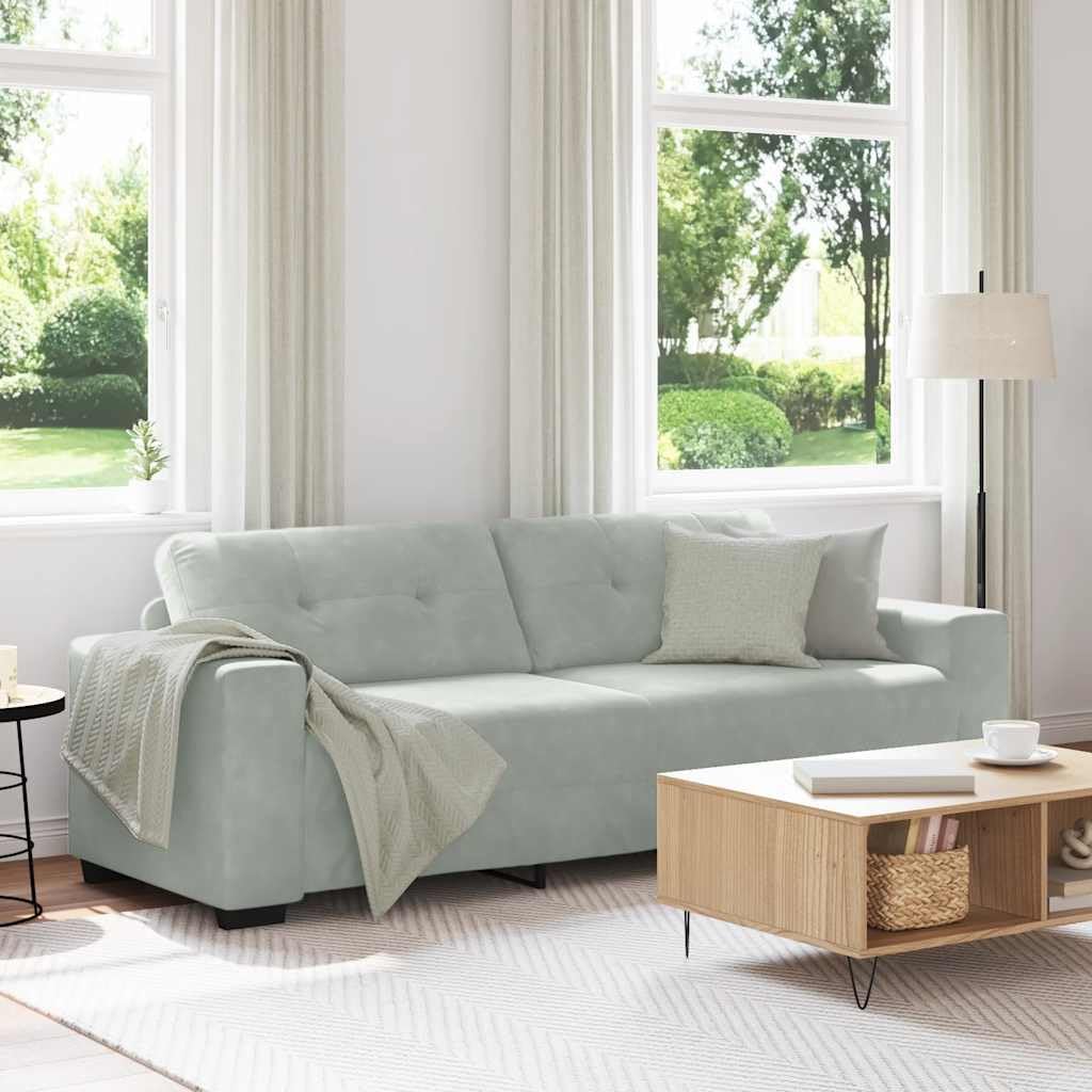 Sofa, YunCangg, 220 x 78 x 80 cm, Szary, aksamit, 3-osobowa