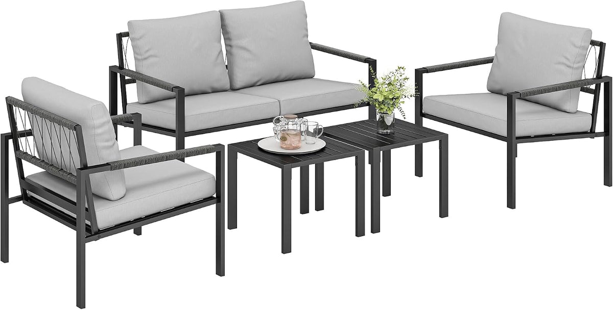 Fotel, Outsunny, 124 x 68 x 72 cm, 72 W, Szary, polirattan
