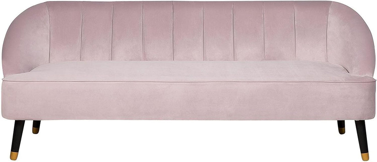 Sofa, Beliani, 162x56 cm, Różowy, aksamit, 3 osobowa