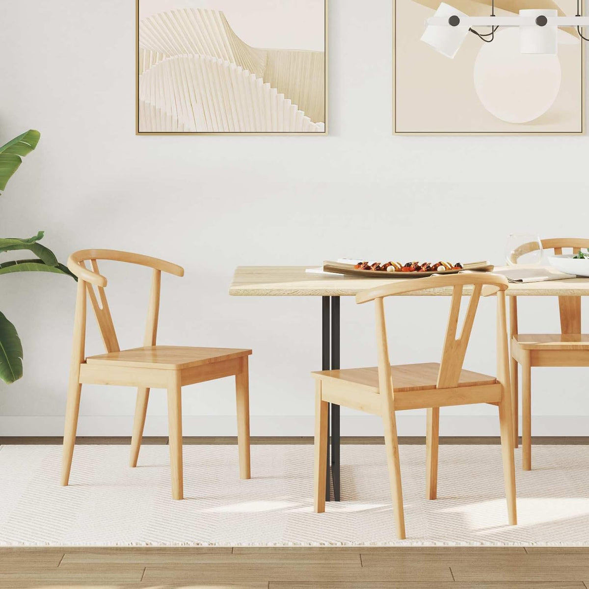 RMIHSJG, Zestaw 2 krzeseł do jadalni, 50,5 x 61 x 80,5 cm, 160 kg, Biały/Beżowy, lite drewno