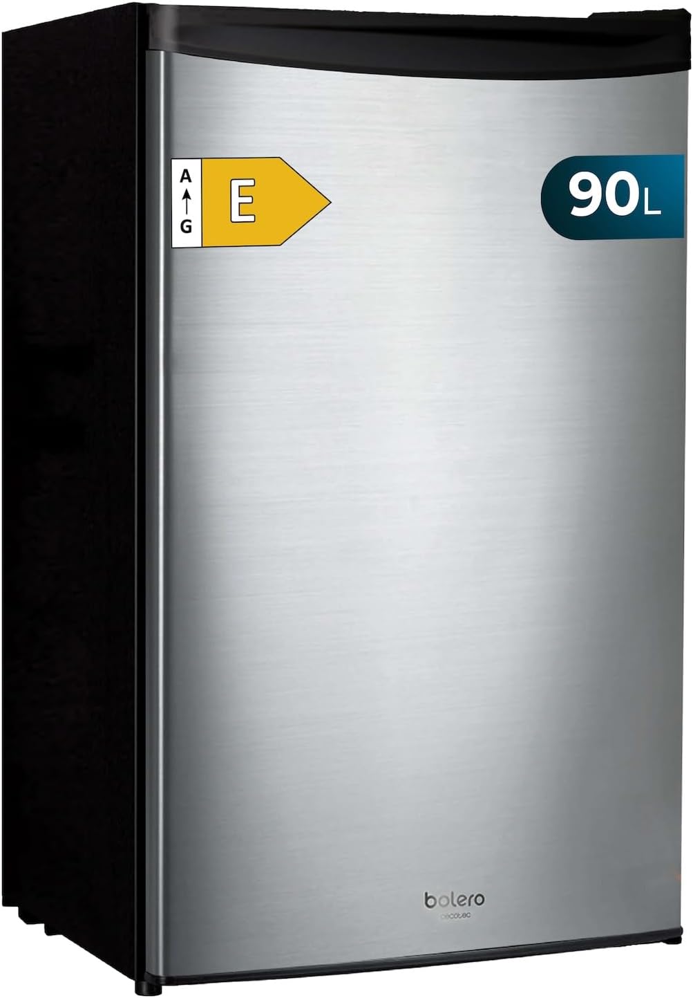 Cecotec, Minilodówka, 90 l, 83 cm, Srebrny, stal nierdzewna, miejsce do przechowywania