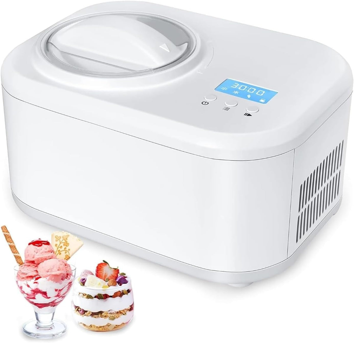 Maszynka do lodów, GXGSDM, 1000 ml, 410 x 312 x 274 mm, 220 V, Czarny, oświetlenie LED