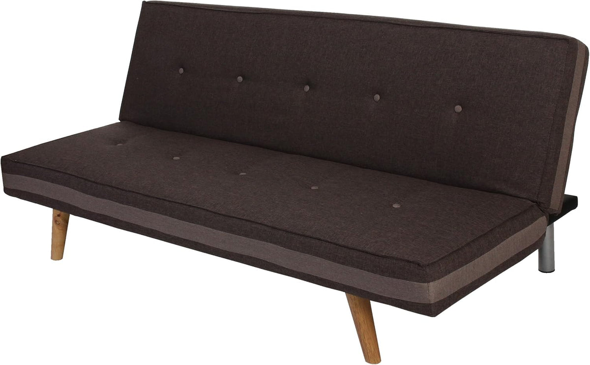 Sofa, Mendler, 177 cm, Brązowy, metal, 3-osobowa, funkcja spania, regulowane oparcie, składana konstrukcja