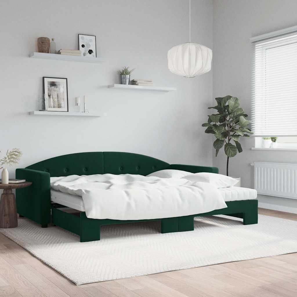 FWIKDUN, Sofa, 90 x 200 cm, 2 W, Zielony, lite drewno, funkcja spania, 2 w 1