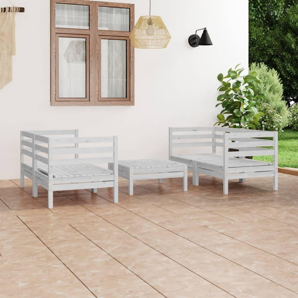 QZZCED, Zestaw wypoczynkowy, 110 kg, 63,5 x 63,5 x 62,5 cm, Biały, lite drewno, modułowa konstrukcja