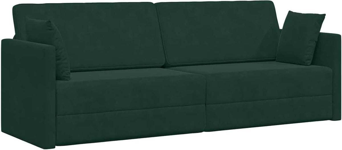 Sofa, vidaXL, 200 cm, Zielony, aksamit, funkcja spania