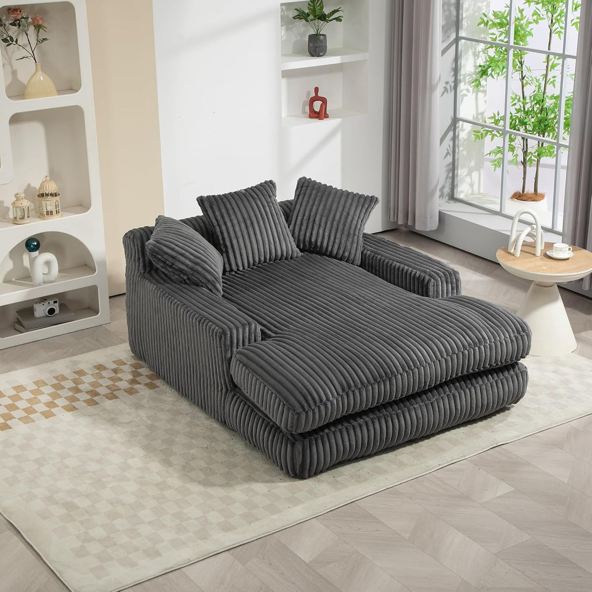 Sofa, VSOGA, 63 cm, Szary, aksamit, funkcja spania, składana konstrukcja