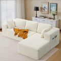 Sofa narożna, Xbro, 250 x 136 x 40 cm, Beżowy, sztruks, 3-osobowa, funkcja spania, modułowa konstrukcja, pilot zdalnego sterowania