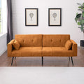 okwish, Sofa rozkładana, 175 × 71 x 71 cm, Pomarańczowy, lite drewno, 2-osobowa, regulowane oparcie, składana konstrukcja