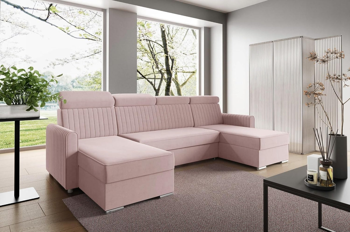 Sofa, LIKMA, 254x125 cm, Czerwony/Szary, funkcja spania