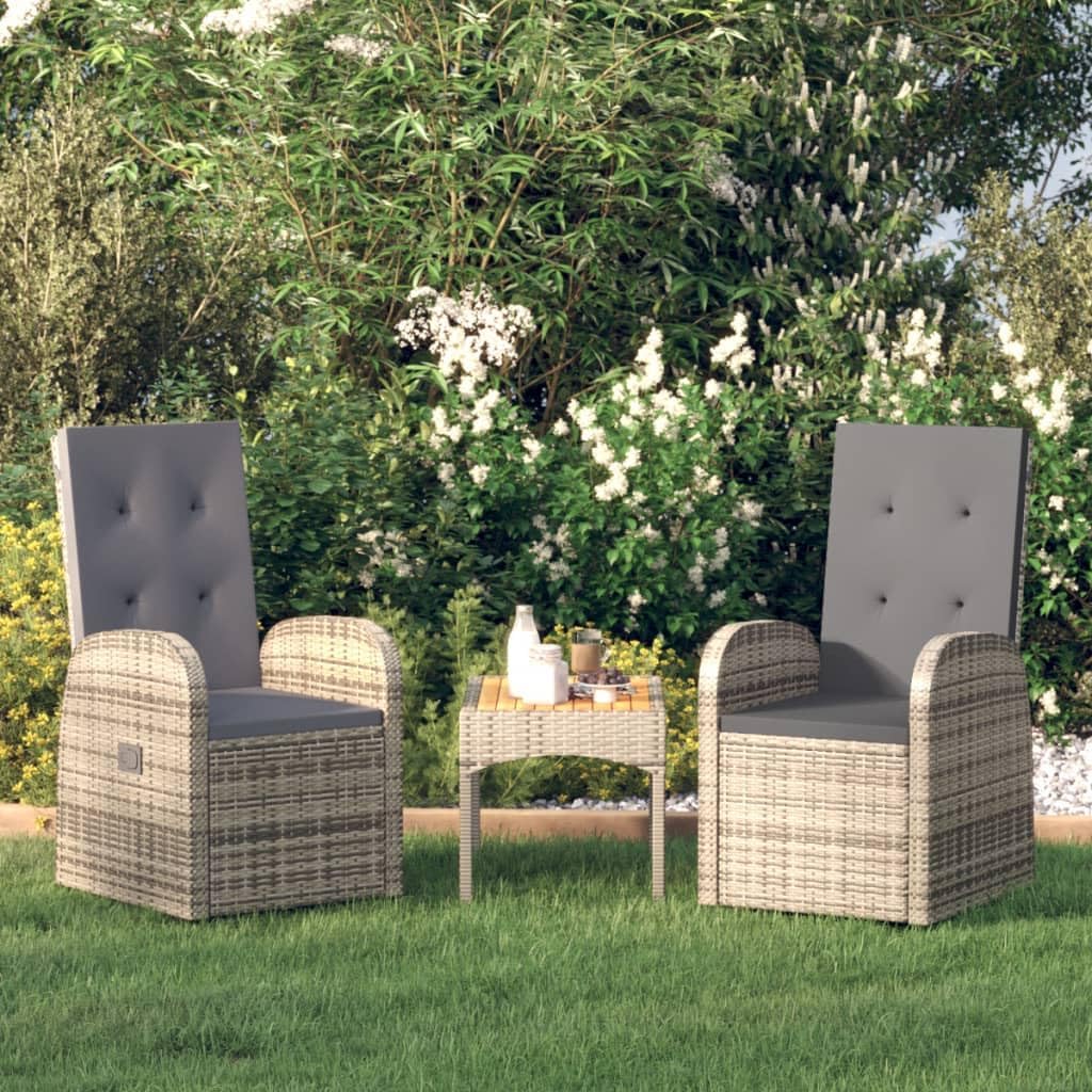 Runheo, Leżak, 57 x 69 x 106 cm, Szary, polirattan, regulowane oparcie