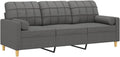 vidaXL, Sofa, 180 cm, Szary, metal, 3-osobowa