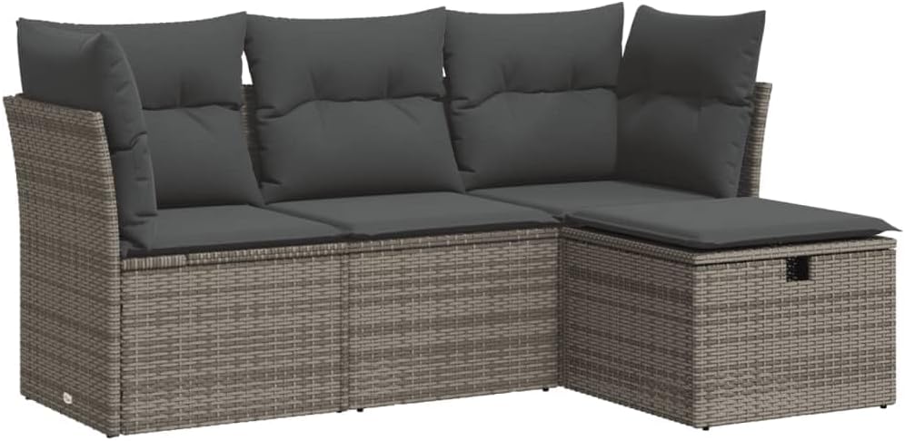 vidaXL, Zestaw wypoczynkowy, 55 x 53 x 34 cm, 110 kg, Szary, stal malowana proszkowo, miejsce do przechowywania, ochrona UV