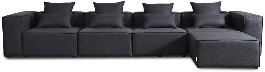 Sofa narożna, Home Deluxe, 414 x 70 x 207 cm, Antracytowy, funkcja spania, składana konstrukcja, modułowa konstrukcja