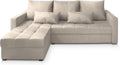 Sofa rozkładana, Masseno, 130x200 cm, Beżowy, płyta wiórowa, funkcja spania, miejsce do przechowywania