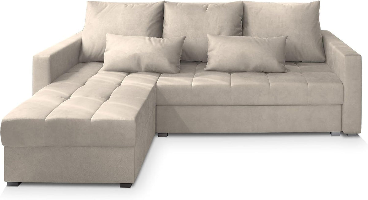 Sofa rozkładana, Masseno, 130x200 cm, Beżowy, płyta wiórowa, funkcja spania, miejsce do przechowywania