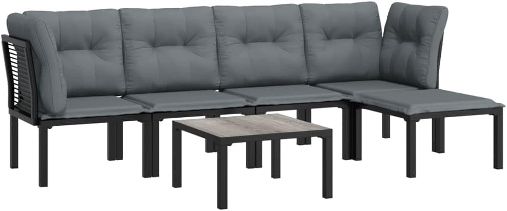 vidaXL, Zestaw wypoczynkowy, 62 x 62 x 68 cm, 110 kg, Czarny/Szary, polirattan, modułowa konstrukcja