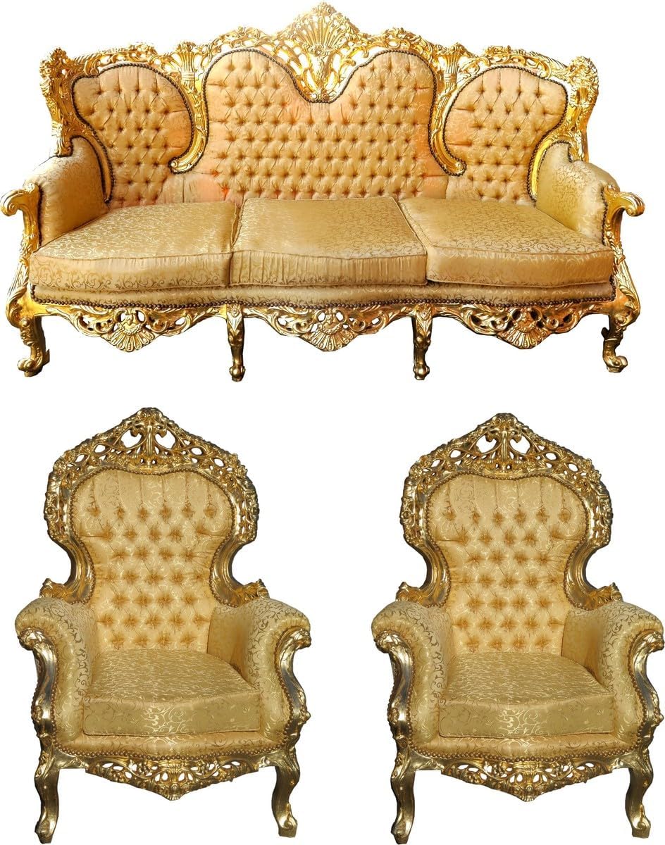 Casa Padrino, Sofa, 210 cm, Złoty, 3-osobowa