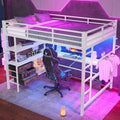 Biurko, DUlVBPE, 140 x 200 cm, Biały, MDF, 3 szuflad, oświetlenie LED, USB, pilot zdalnego sterowania