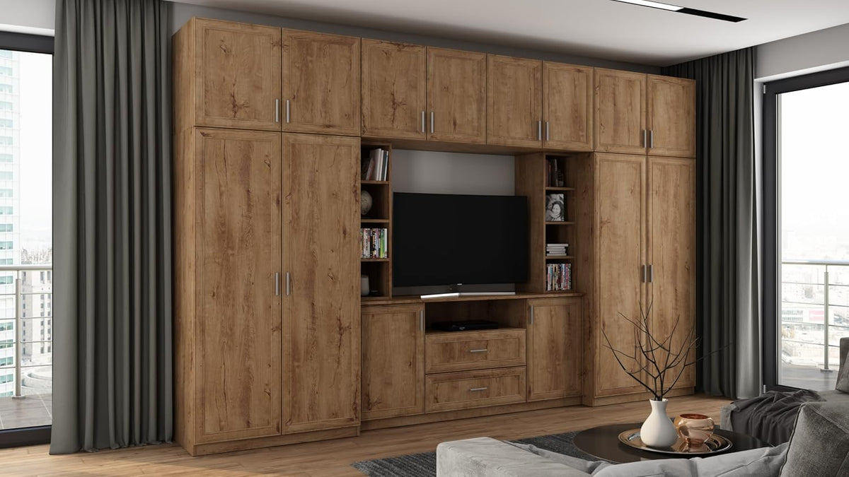 e-Meblast, Meble RTV, 380 x 240 x 54 cm, Brązowy/Czarny, MDF
