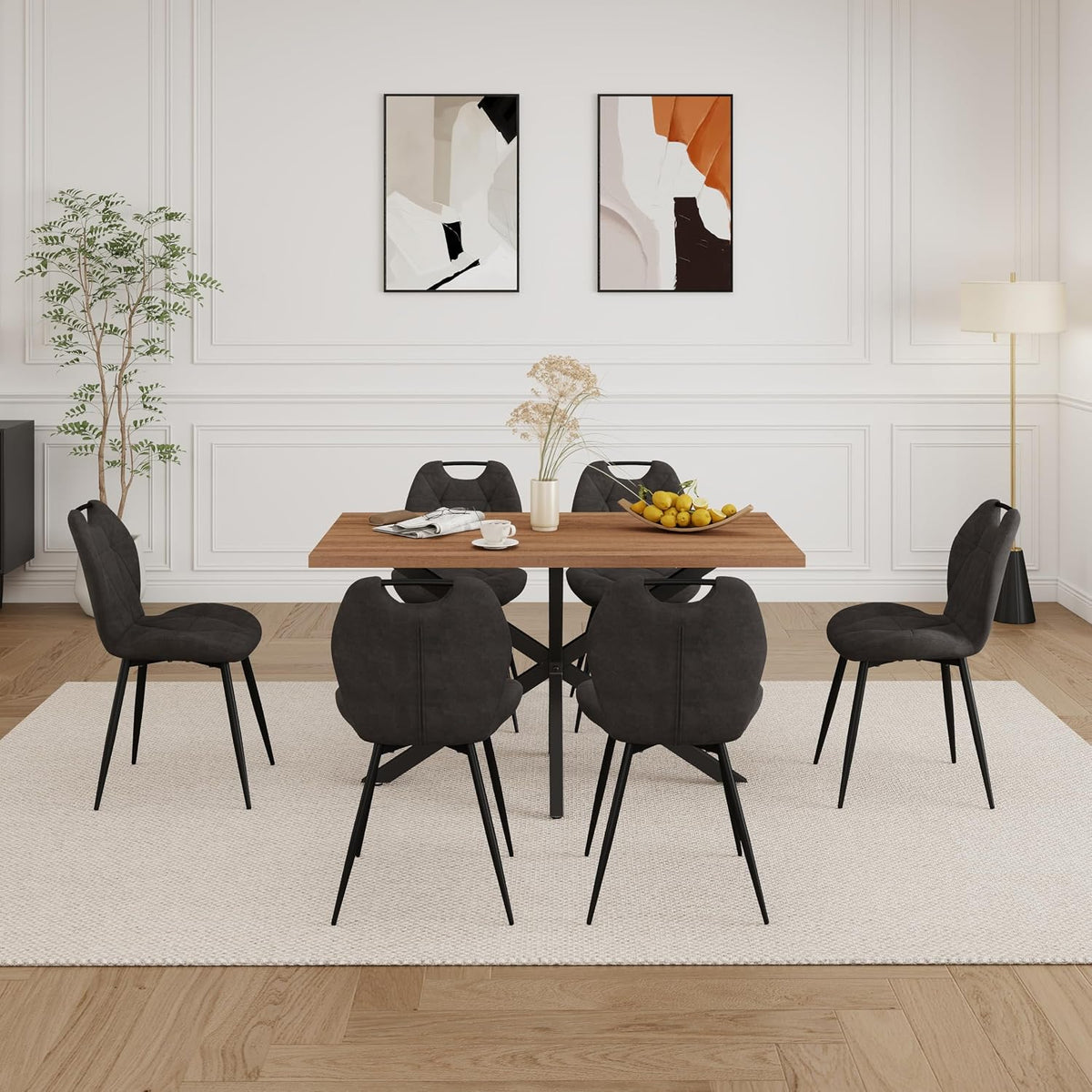 DEYARNA HOME, Zestaw mebli do jadalni, 140 cm, Czarny, MDF
