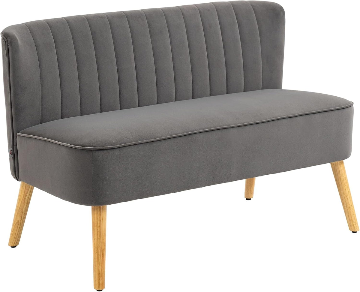 Sofa, HOMCOM, 117 x 56,5 x 77 cm, Szary, aksamit, 2-osobowa