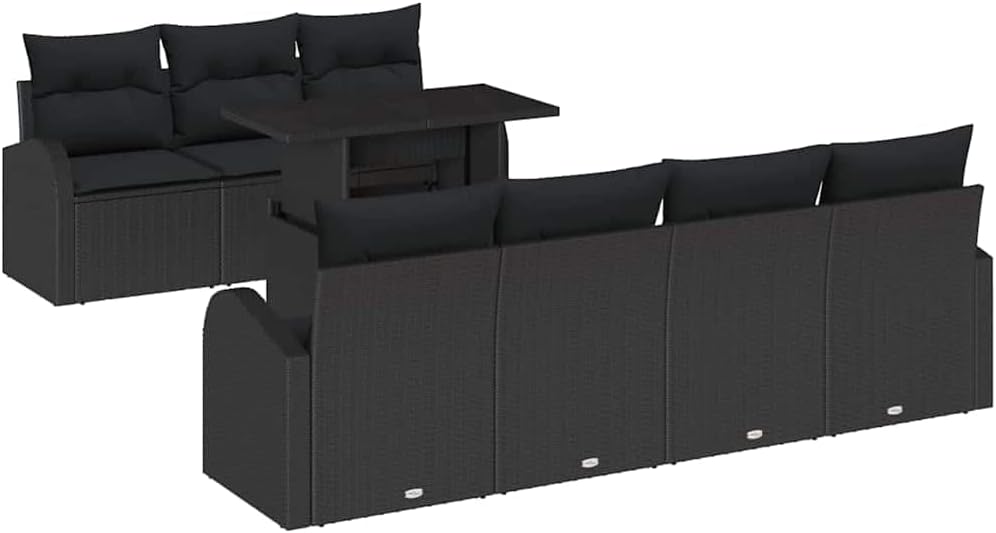 pokgdf, Zestaw wypoczynkowy, 55 x 62 x 85 cm, 770 kg, Czarny, polirattan, modułowa konstrukcja, odporność na warunki atmosferyczne, ochrona UV