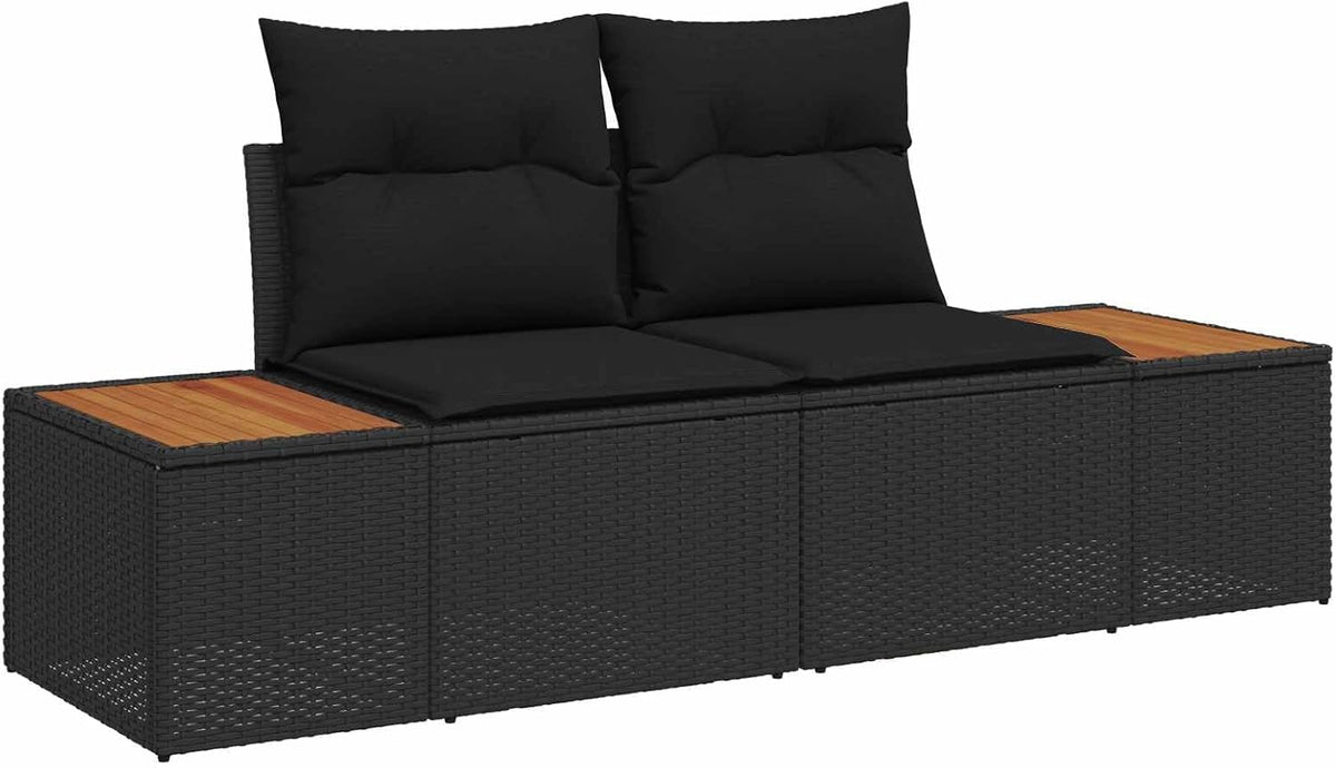 Sofa, zylophax, 184 x 62 x 85 cm, Czarny, polirattan, 2-osobowa, odporność na warunki atmosferyczne