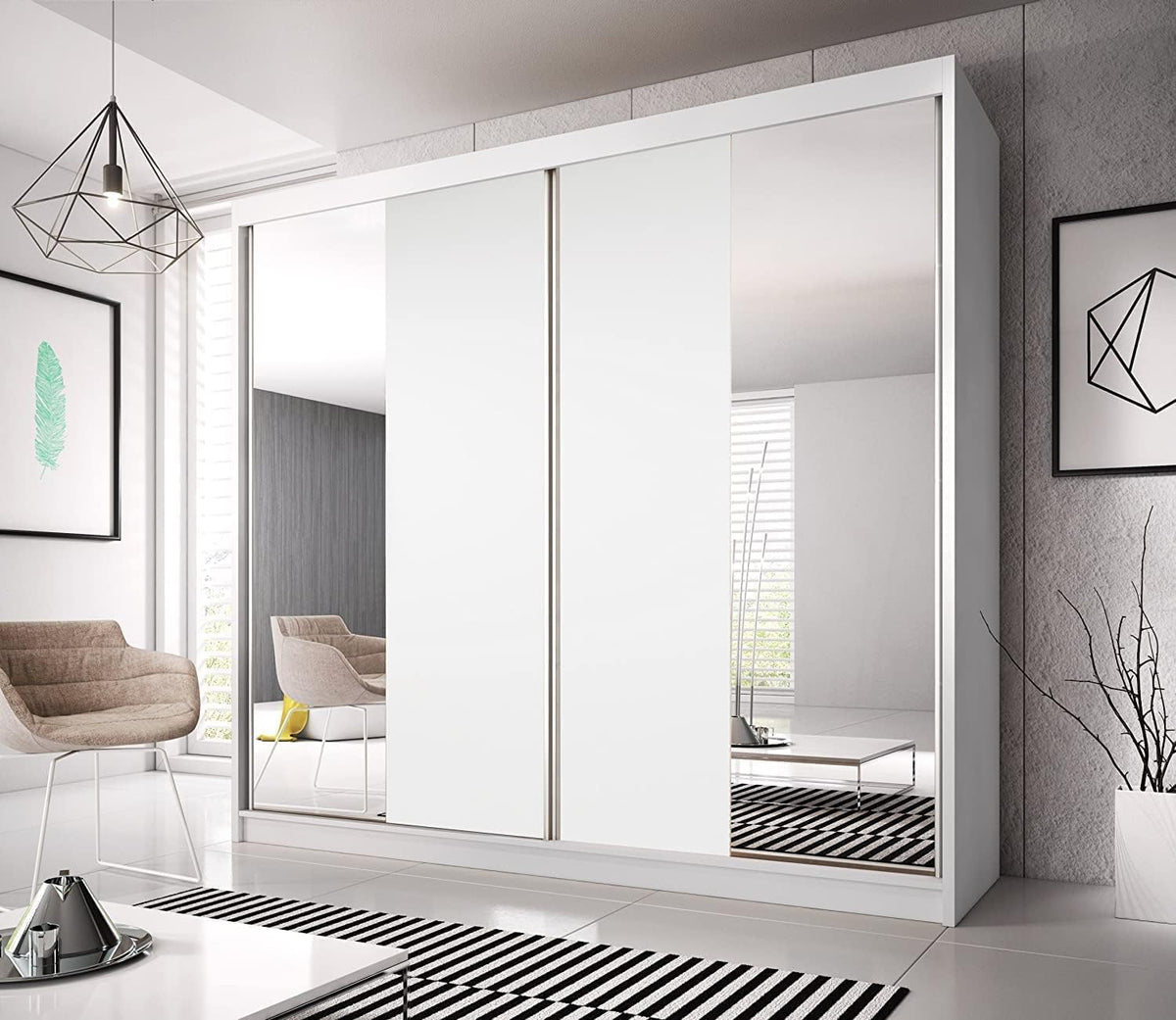 Szafa do sypialni, F13, ML Furniture Ltd, 233 x 218 x 61 cm, Biały